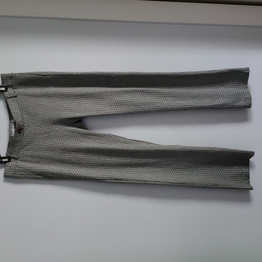 Betabrand Gray Cream Stretch Dress Pull-On Pants